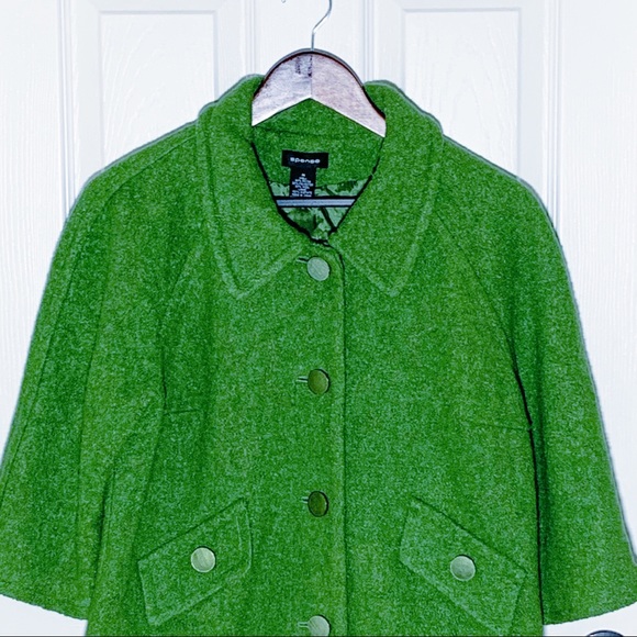 Bright Kelly Green Boucle Cropped Jacket Size M - Picture 2 of 7